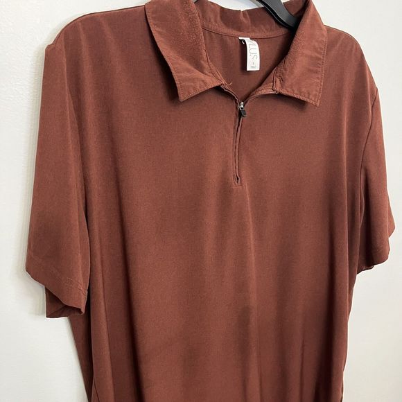 Stylus 1/4 Zip Polo Lightweight Shirt Mens Large Burgundy Red Short Sleeve Poly - Picture 1 of 10